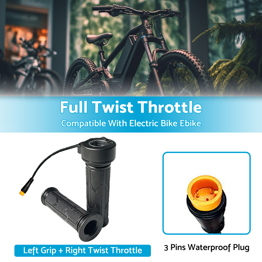 Electric Bike Twist Throttle - Left Or Right Hand Grip, 3-Pin, Fits 12V-72V E-Bikes 4 thumbnail image