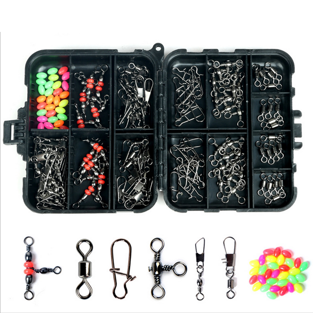 177Pcs Pro Fishing Accessories Kit w/ Tackle Box For Outdoor Swivels