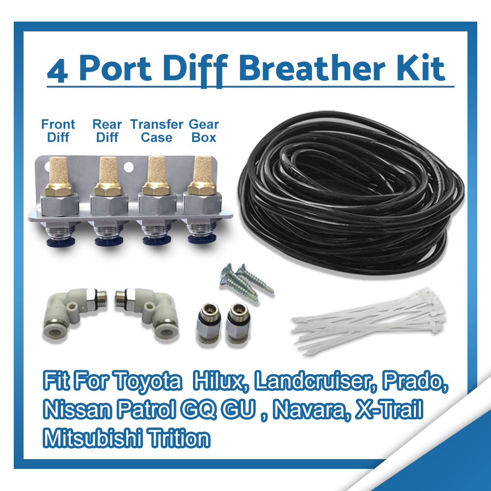 Universal 4 Point Diff Breather Kit fit Toyota Landcruiser Hilux Prado