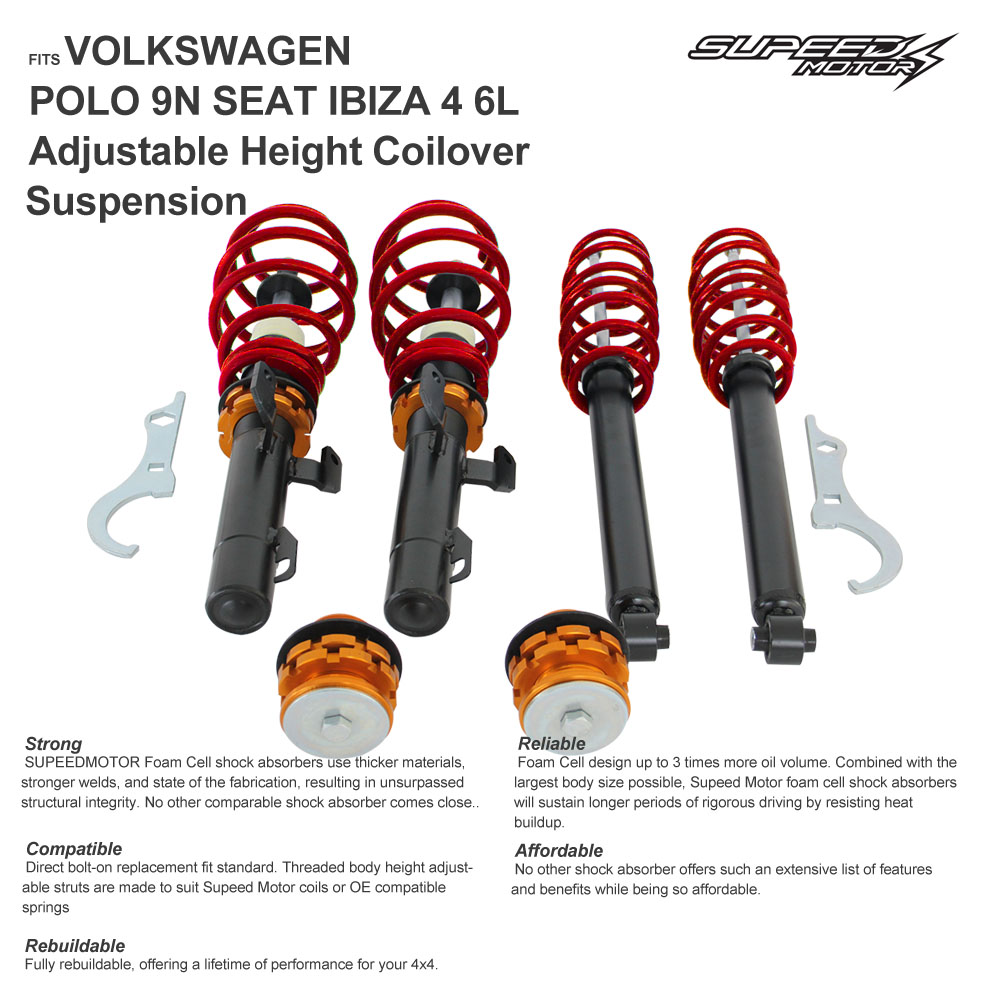 Adjustable Coilovers Suspensions Kits for VW Volkswagen Polo 9N SEAT