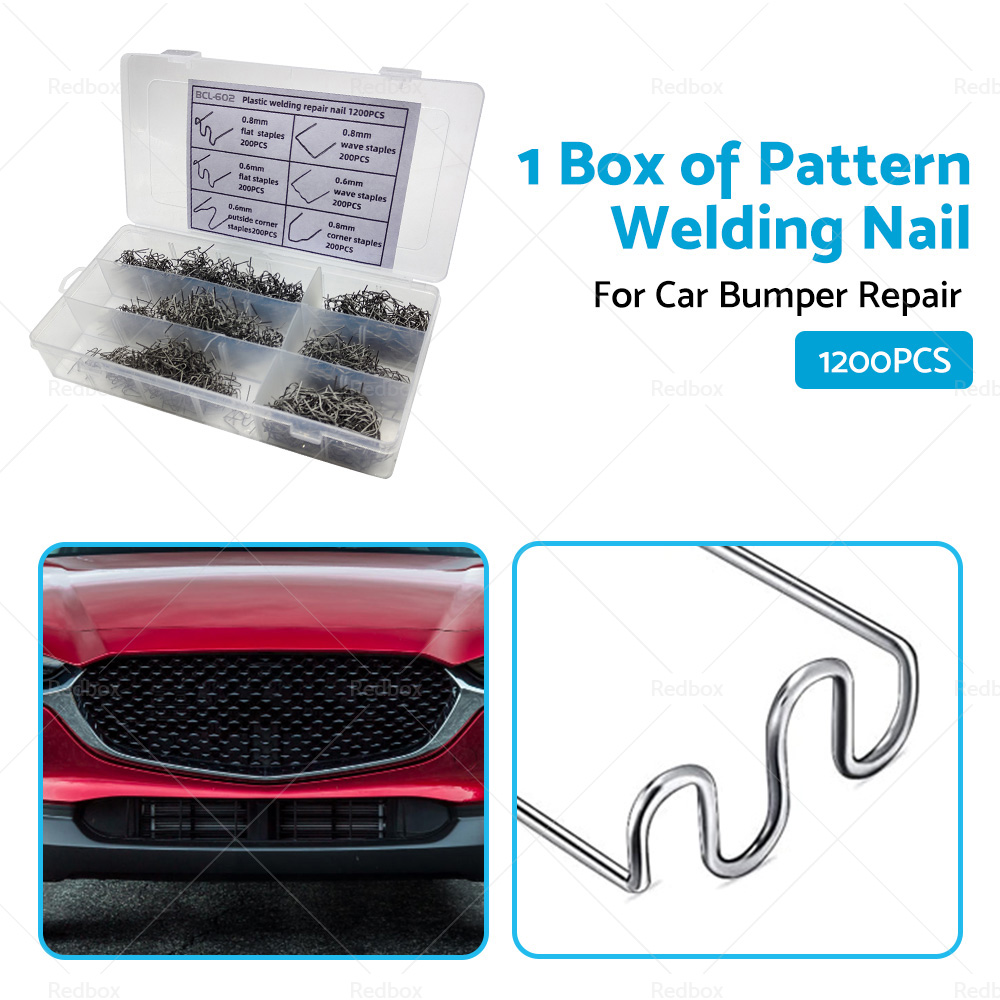 1200-Piece Auto Plastic Repair Hot Staples Kit – Stainless Steel Welding Staples For Car Bumper & Thermoplastic Fixes (6 Shapes)